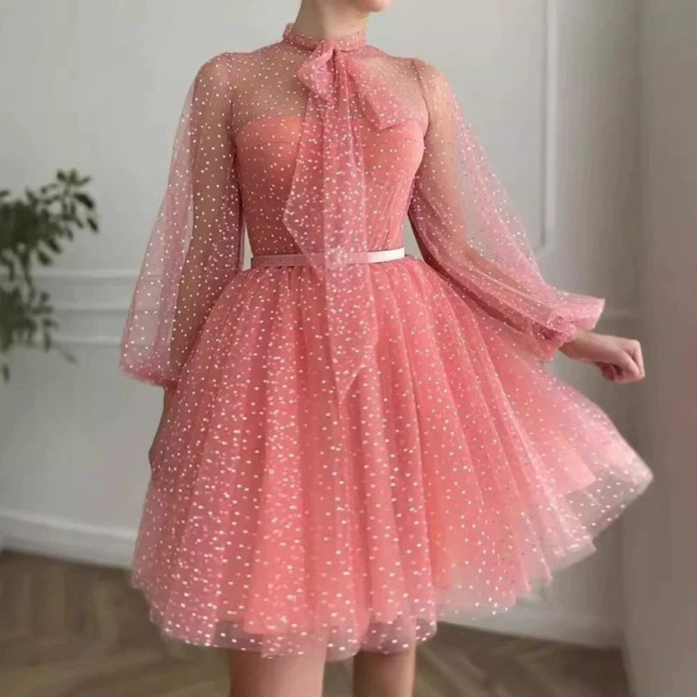 ZARA Spring Summer French Style Long Sleeve Mesh Polka Dot Sweet Slimming Dress